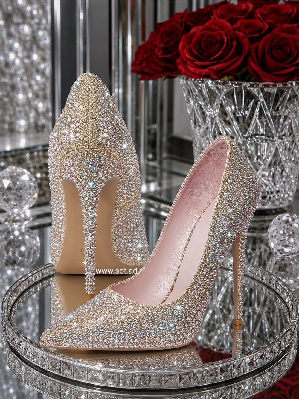 NEW Cinderella Wedding Shoes Sparkling  Swarovski Crystal Rhinestone Pumps +Gift - Picture 3 of 5